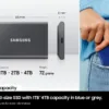 Samsung T7 Portable SSD - 2 TB - USB 3.2 Gen.2 External SSD Titanium Grey (MU-PC2T0T/WW) - immagine 3