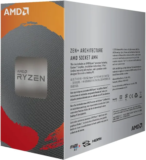 AMD Ryzen 3 3200G, Processore PC, 3,6 GHz (frequenza massima: 4,0 GHz), 4 MB L3 Cache, Socket AM4, GPU integrato Radeon Vega 8 - immagine 3