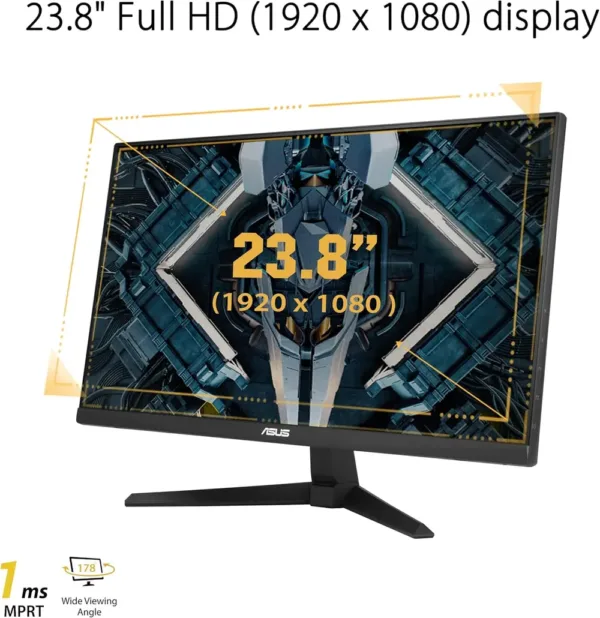 ASUS TUF Gaming VG247Q1A Gaming Monitor 24", FullHD (1920x1080), 165Hz, Response Time 1ms, Adaptive Sync, FreeSync Premium, Extreme Low Motion Blur, Adjustable, Black - immagine 2