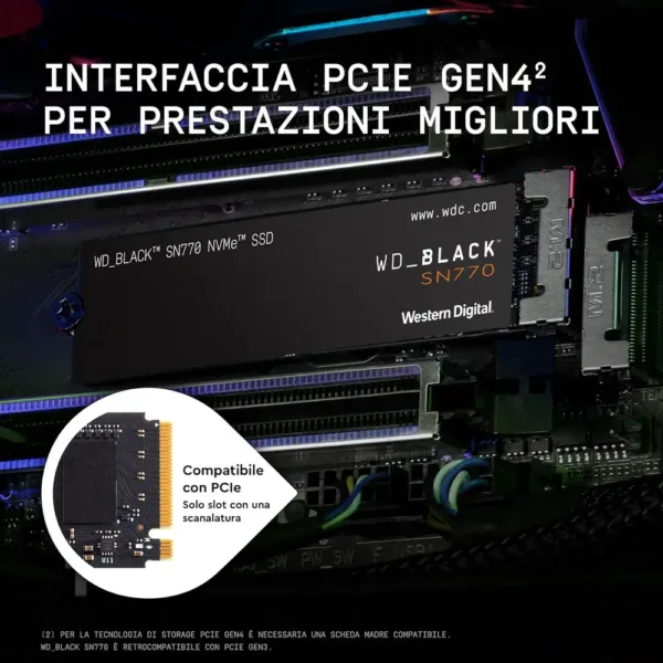 WD_BLACK SN770 2TB SSD Interno M.2 2280 per Gaming, PCIe Gen4 NVMe, Velocità Fino a 5150 MB/s - immagine 5