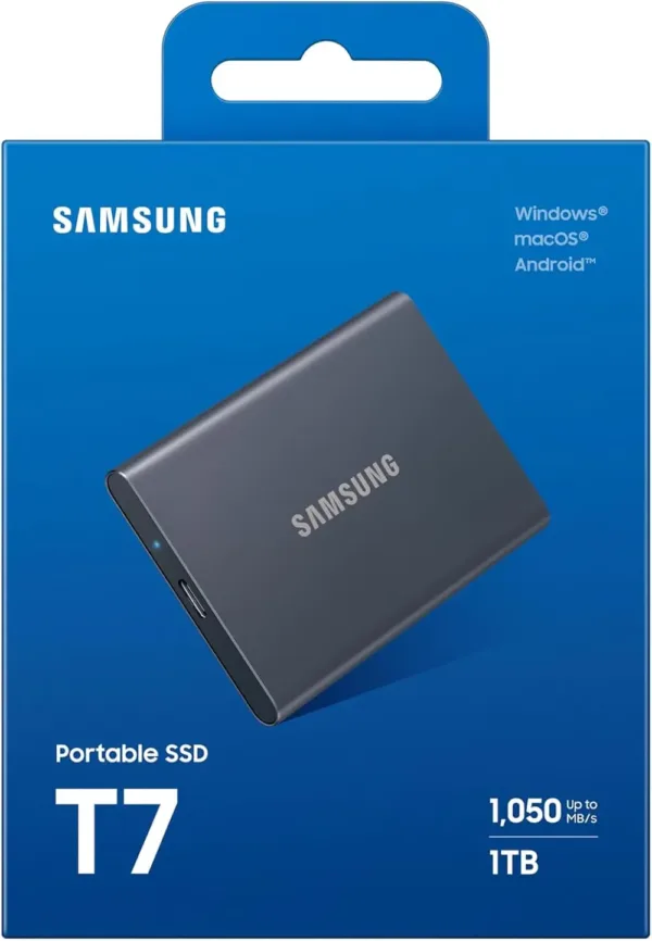 Samsung T7 SSD Esterno Portatile 1TB USB 3.2 Gen 2, 10 Gbps, Type-C, Grigio Titanio - immagine 3