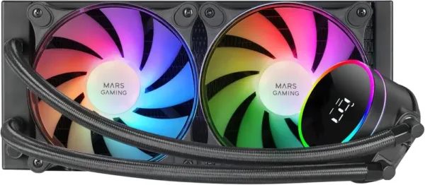 Mars Gaming ML-LCD240, Raffreddato a Liquido AIO, TDP 500W, 2x Ventole ARGB 120mm FDB, Display LCD con Monitoraggio della Temperatura, Pompa Opti-Chamber 3rd Gen, Multisocket Universale, Nero - immagine 6