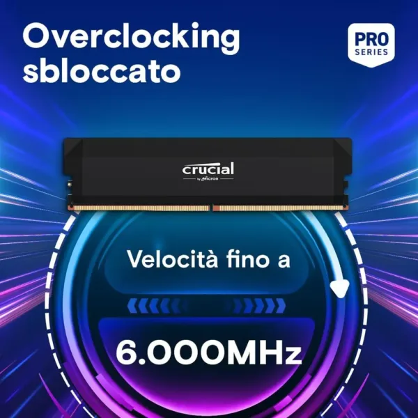 Crucial Pro RAM DDR5 32GB Kit (2x16GB) 6000MHz CL36, Memoria Overclocking Gaming, Intel XMP 3.0 / AMD EXPO, Memoria PC RAM DDR5 32GB, Nero - CP2K16G60C36U5B - immagine 2