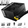 MSI MPG A850G PCIE5, Alimentatore 850W 80 Plus Gold, ATX 3.0, Modulare, Supporto PCIe 5.0, Condensatori Giapponesi, 0% RPM Mode, Cavi Piatti, 10 Anni di Garanzia - immagine 2