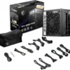 MSI MPG A850G PCIE5, Alimentatore 850W 80 Plus Gold, ATX 3.0, Modulare, Supporto PCIe 5.0, Condensatori Giapponesi, 0% RPM Mode, Cavi Piatti, 10 Anni di Garanzia - immagine 3
