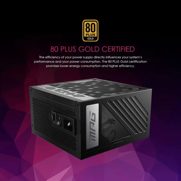 MSI MPG A850G PCIE5, Alimentatore 850W 80 Plus Gold, ATX 3.0, Modulare, Supporto PCIe 5.0, Condensatori Giapponesi, 0% RPM Mode, Cavi Piatti, 10 Anni di Garanzia - immagine 5