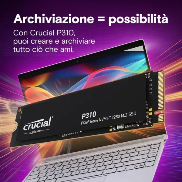 Crucial P310 SSD 1TB PCIe Gen4 NVMe M.2 2280, Fino a 7.100 MB/s, Compatibile con Notebook e PC - immagine 6