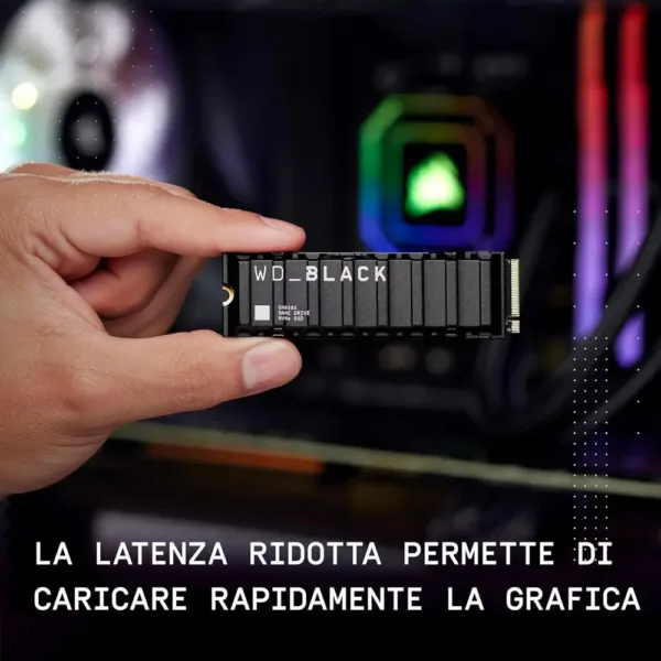 WD_BLACK SN850X NVMe SSD con Dissipatore 2 TB SSD Interno (Memoria Gaming, Tecnologia PCIe Gen4, Lettura 7300 MB/s, Scrittura 6600 MB/s) Nero - immagine 3