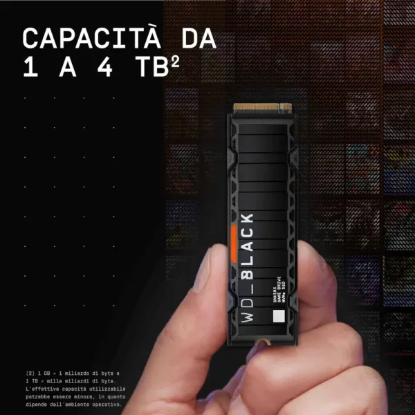 WD_BLACK SN850X NVMe SSD con Dissipatore 2 TB SSD Interno (Memoria Gaming, Tecnologia PCIe Gen4, Lettura 7300 MB/s, Scrittura 6600 MB/s) Nero - immagine 4