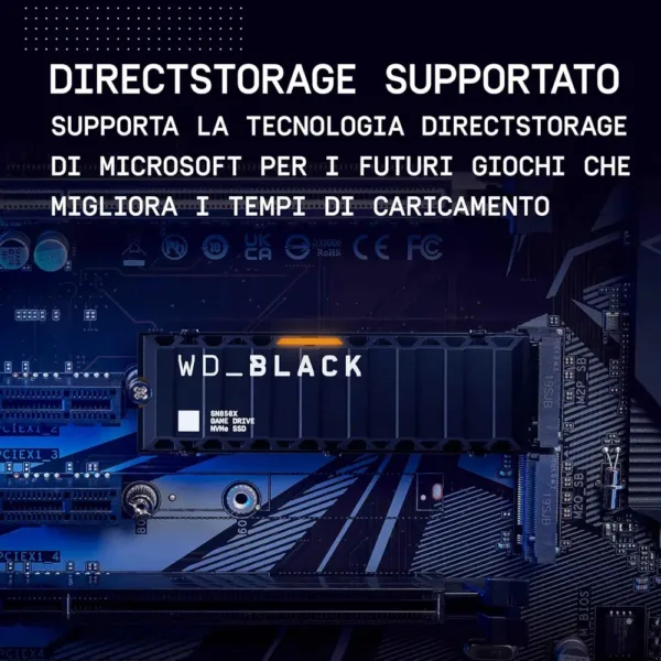 WD_BLACK SN850X NVMe SSD con Dissipatore 2 TB SSD Interno (Memoria Gaming, Tecnologia PCIe Gen4, Lettura 7300 MB/s, Scrittura 6600 MB/s) Nero - immagine 5