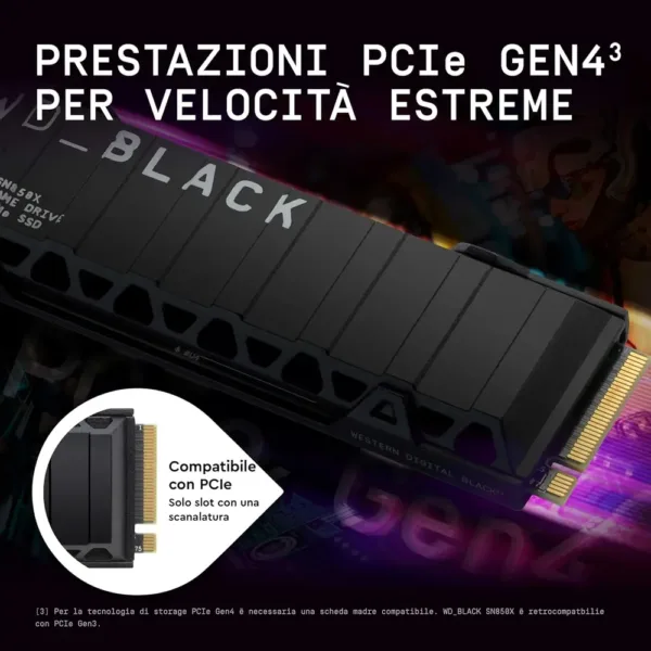 WD_BLACK SN850X NVMe SSD con Dissipatore 2 TB SSD Interno (Memoria Gaming, Tecnologia PCIe Gen4, Lettura 7300 MB/s, Scrittura 6600 MB/s) Nero - immagine 7