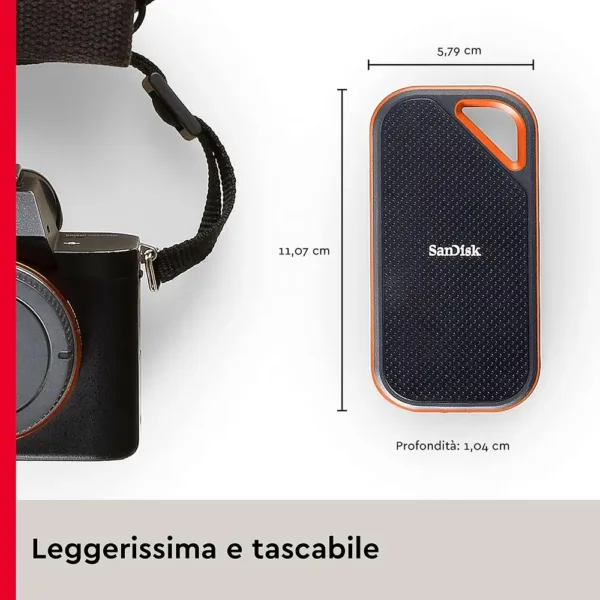 SanDisk 2TB Extreme PRO SSD Portatile, Unità a Stato Solido NVMe Esterna, Fino a 2000 MB/s, USB-C, Resistente IP65, Backup Automatici, Crittografia Hardware, Nero - immagine 3