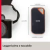 SanDisk 2TB Extreme PRO SSD Portatile, Unità a Stato Solido NVMe Esterna, Fino a 2000 MB/s, USB-C, Resistente IP65, Backup Automatici, Crittografia Hardware, Nero - immagine 4