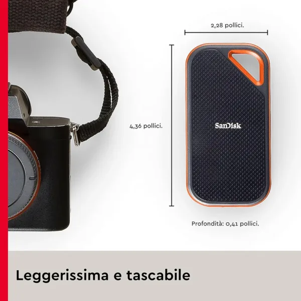 SanDisk 2TB Extreme PRO SSD Portatile, Unità a Stato Solido NVMe Esterna, Fino a 2000 MB/s, USB-C, Resistente IP65, Backup Automatici, Crittografia Hardware, Nero - immagine 4