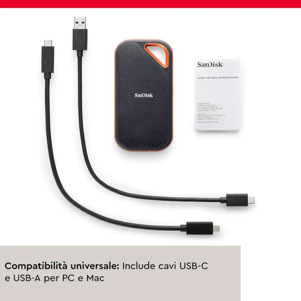 SanDisk 2TB Extreme PRO SSD Portatile, Unità a Stato Solido NVMe Esterna, Fino a 2000 MB/s, USB-C, Resistente IP65, Backup Automatici, Crittografia Hardware, Nero - immagine 5