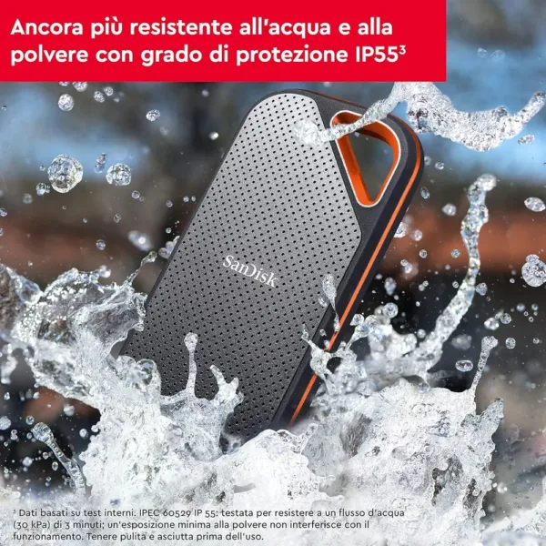 SanDisk 2TB Extreme PRO SSD Portatile, Unità a Stato Solido NVMe Esterna, Fino a 2000 MB/s, USB-C, Resistente IP65, Backup Automatici, Crittografia Hardware, Nero - immagine 7