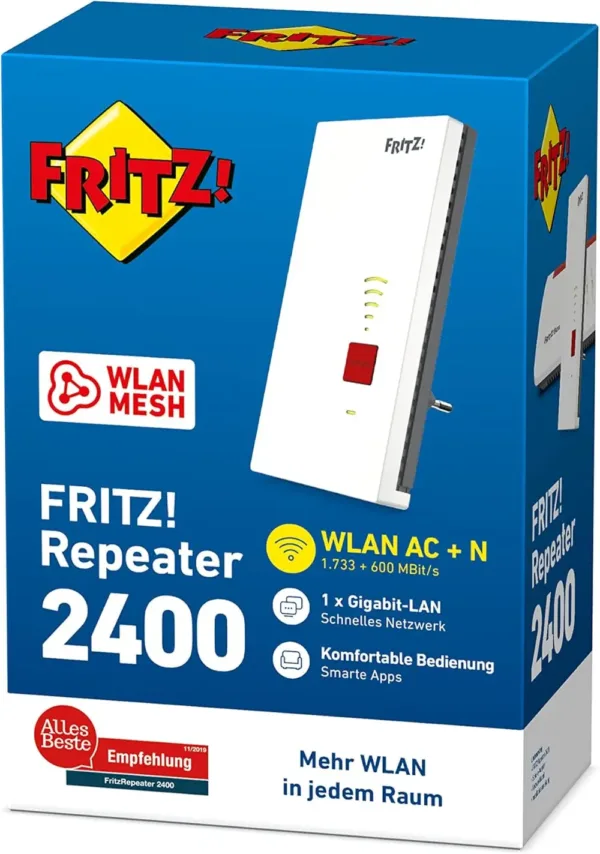 AVM FRITZ!Repeater 2400 (Dual-WLAN AC + N fino a 1.733 MBit/s + 600MBit/s), 1x Gigabit-LAN, WLAN Mesh - immagine 5