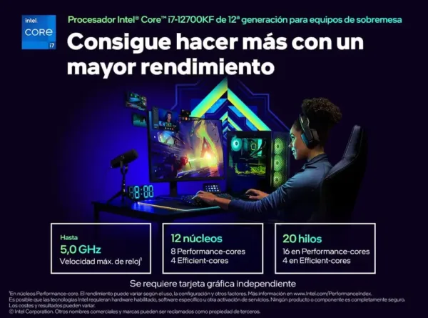 Intel Core i7-12700KF, processore desktop, per sistemi desktop 12 (8P+4E) core fino a 5,0 GHz sbloccato LGA1700 serie 600 chipset 125 W - immagine 5