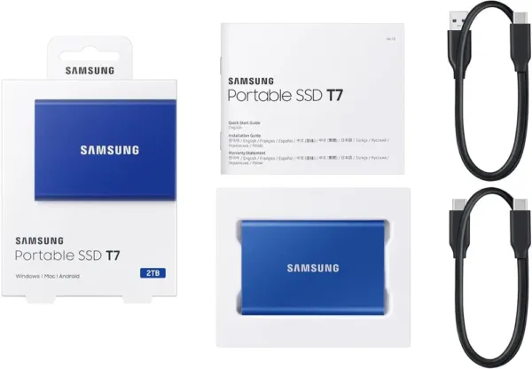 Samsung T7 SSD Portatile 2TB, USB 3.2, 1050 MB/S, Colore Blu Indaco - immagine 6