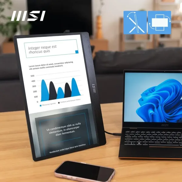 MSI PRO MP161 E2U Monitor portatile FHD 15,6" - Pannello IPS (1920 x 1080), 60Hz, Schermo aEye-Friendly (PC, Laptop, Mobile) - Mini-HDMI? 2.0b (FHD@60Hz), 2 x USB Type-C - immagine 7