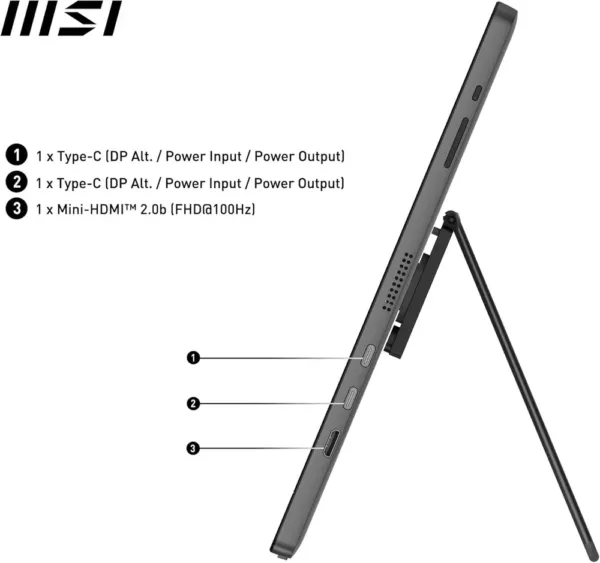 MSI PRO MP161 E2U Monitor portatile FHD 15,6" - Pannello IPS (1920 x 1080), 60Hz, Schermo aEye-Friendly (PC, Laptop, Mobile) - Mini-HDMI? 2.0b (FHD@60Hz), 2 x USB Type-C - immagine 8