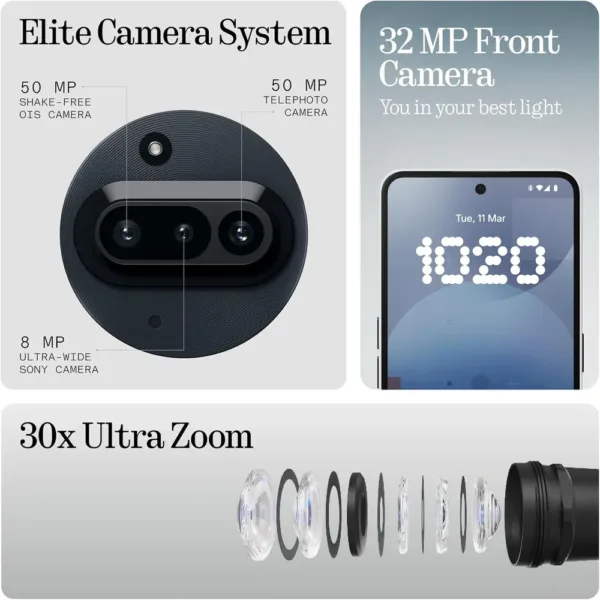 Nothing Phone (3a) 256 GB Nero - Smartphone Android con Display Flexible AMOLED 6,77" FHD+, Selfie Cam 32 MP, Ultra Zoom 30×, Ricarica Rapida 50 W - immagine 5