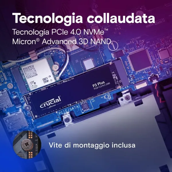 Crucial P3 Plus SSD interno NVMe M.2 PCIe Gen4 1 TB - fino a 5.000 MB/s - compatibile notebook e desktop - CT1000P3PSSD801 - immagine 4