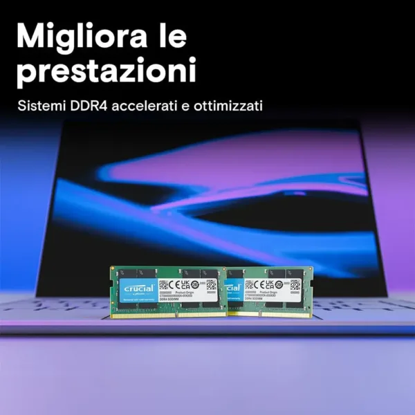 Crucial Kit RAM DDR4 SODIMM 64 GB (2×32 GB) 3200 MHz CL22 - Memoria Alta Prestazione per Laptop, Mini PC, compatibile 2933/2666 MHz - CT2K32G4SFD832A - immagine 3