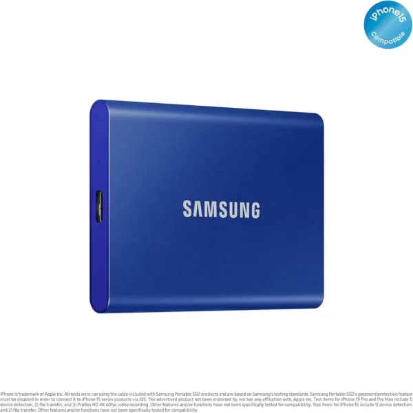 Samsung T7 SSD portatile 1 TB USB 3.2 Gen 2 - velocità fino a 1 050 MB/s, indigo blue, cifratura AES 256-bit - immagine 2