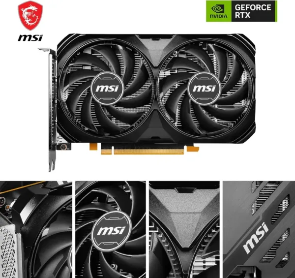 MSI GeForce RTX 4060 VENTUS 2X BLACK 8G OC - Scheda Video Grafica 8GB GDDR6, PCIe 4.0, TORX 4.0, Zero Frozr, DLSS 3 - immagine 2