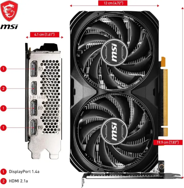 MSI GeForce RTX 4060 VENTUS 2X BLACK 8G OC - Scheda Video Grafica 8GB GDDR6, PCIe 4.0, TORX 4.0, Zero Frozr, DLSS 3 - immagine 7