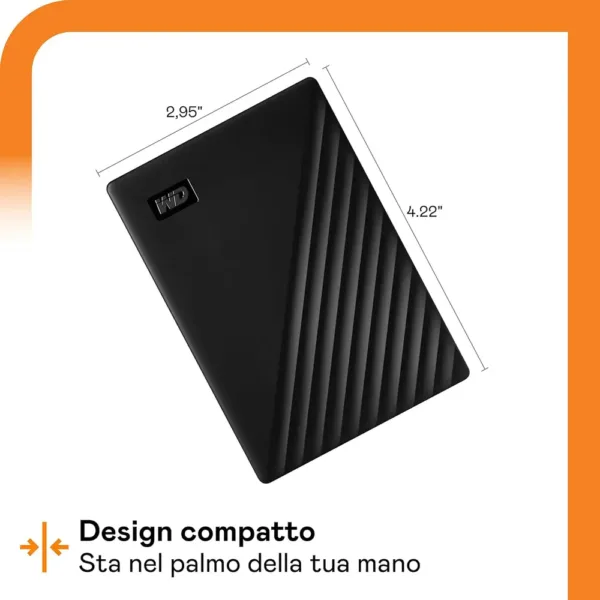 Hard Disk Esterno WD My Passport 2TB USB 3.0 Portatile Nero per PC, PS5, Xbox, Backup e Protezione con Password - immagine 3