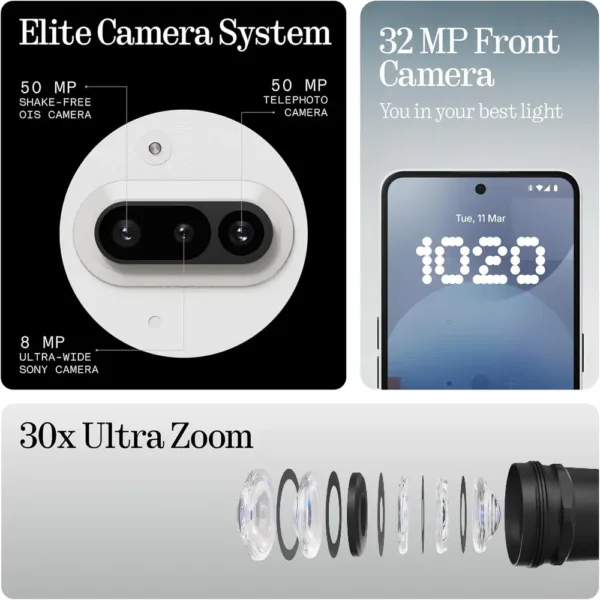 Smartphone Nothing Phone (3a) 128 GB Bianco - AMOLED FHD+ 6,77", 50 MP, 8 GB RAM, Ultra Zoom 30x - immagine 5
