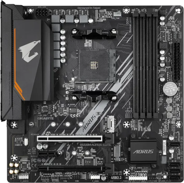 Scheda Madre GIGABYTE B550M AORUS ELITE Micro-ATX per Ryzen 5000 con DDR4 4733 MHz, PCIe 4.0, M.2, LAN 1GbE, USB 3.2 - immagine 2