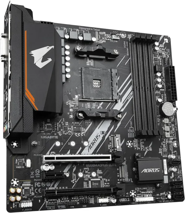Scheda Madre GIGABYTE B550M AORUS ELITE Micro-ATX per Ryzen 5000 con DDR4 4733 MHz, PCIe 4.0, M.2, LAN 1GbE, USB 3.2 - immagine 3